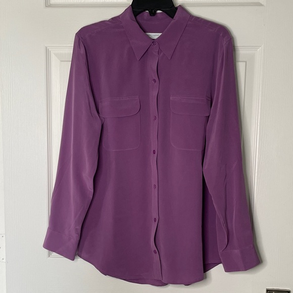 Equipment Tops - Equipment Femme 100% Silk Button Down Collared Long Sleeve Shirt Blouse